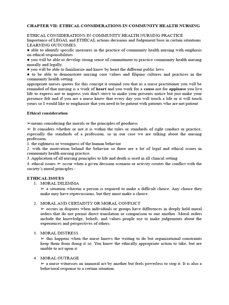Ethical Guidelines in Community Health Nursing | PDF | Autonomy | Nursing