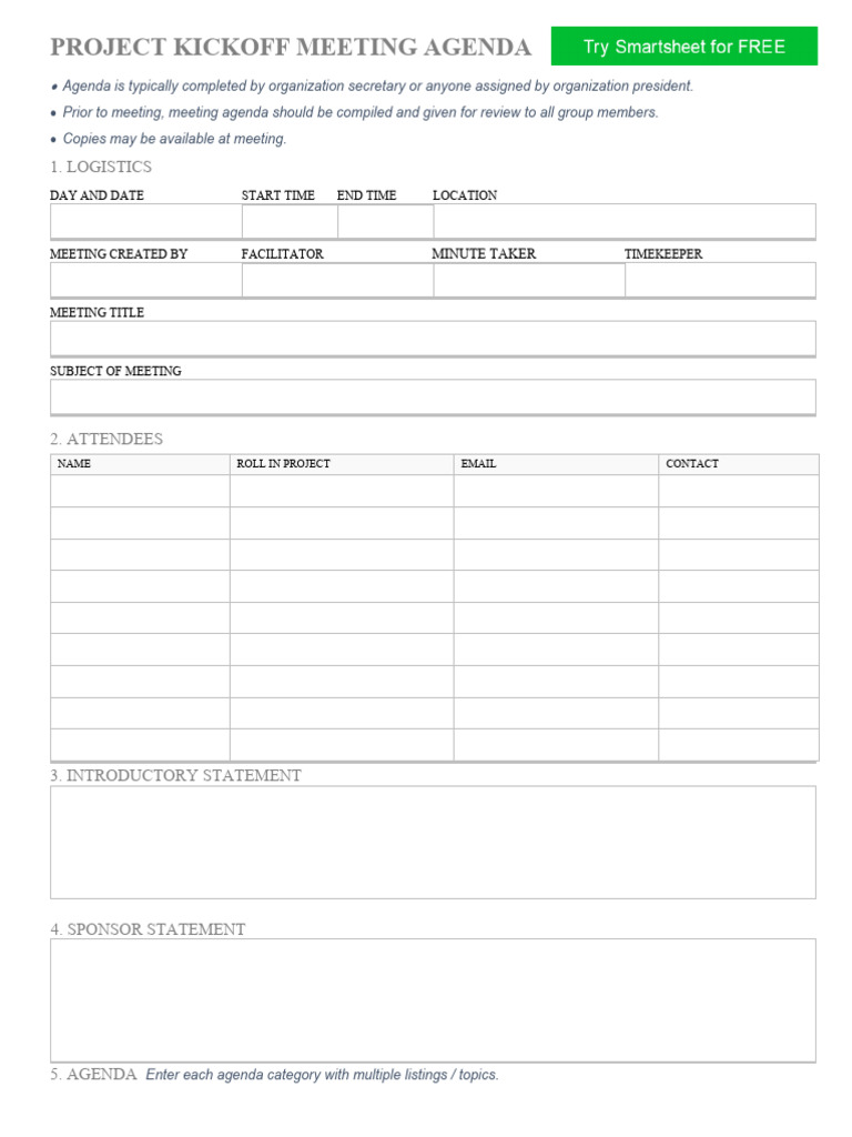 Project Kickoff Meeting Agenda | PDF