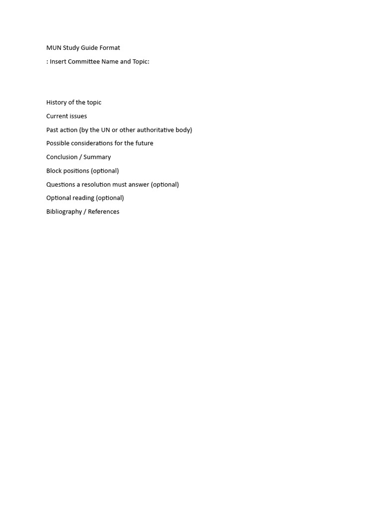 MUN Study Guide Format | PDF