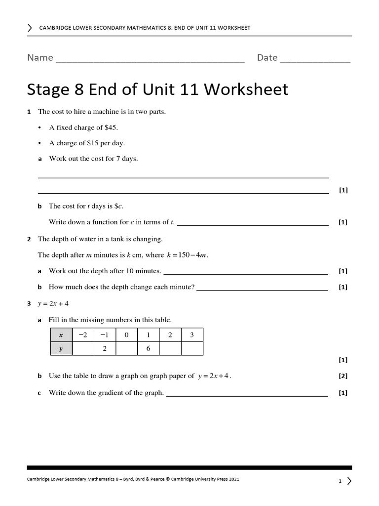 Stage 8 Unit 11 Math Worksheet | PDF | Mathematical Concepts | Applied ...