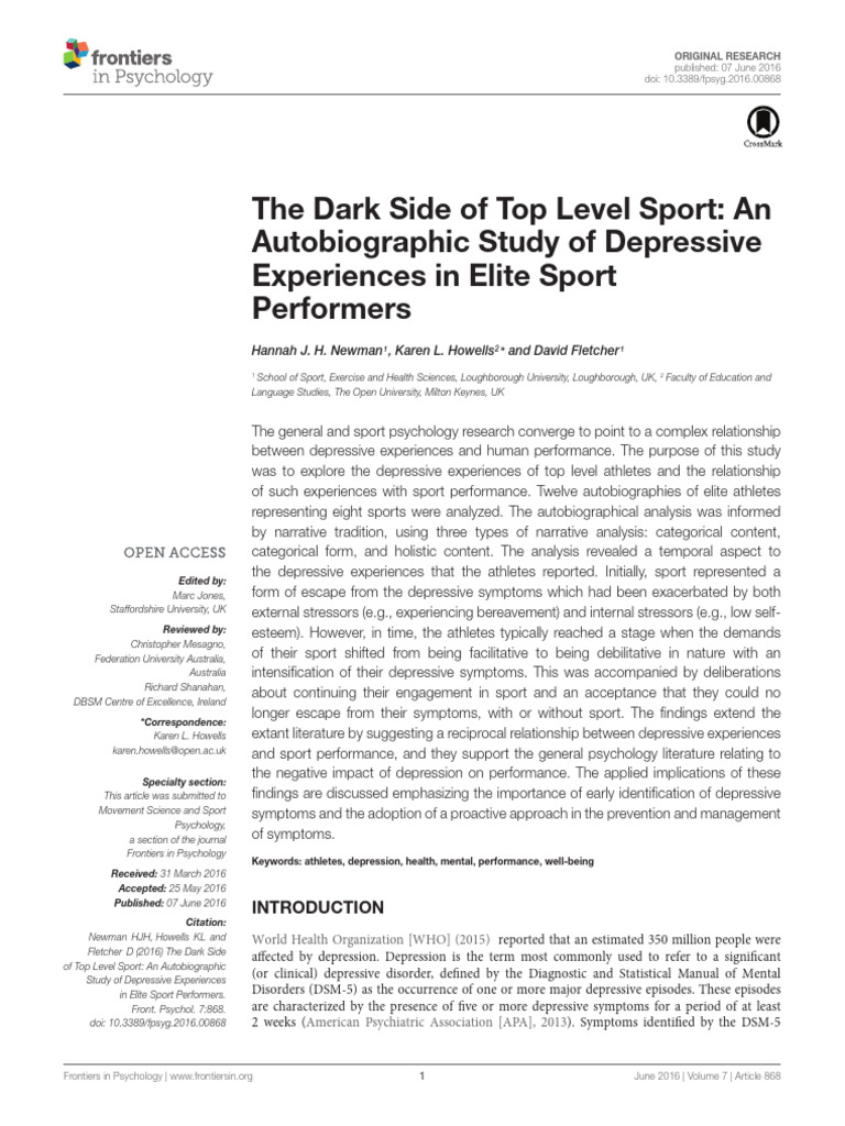 Depressive Experiences in Elite Athletes | PDF | Major Depressive ...