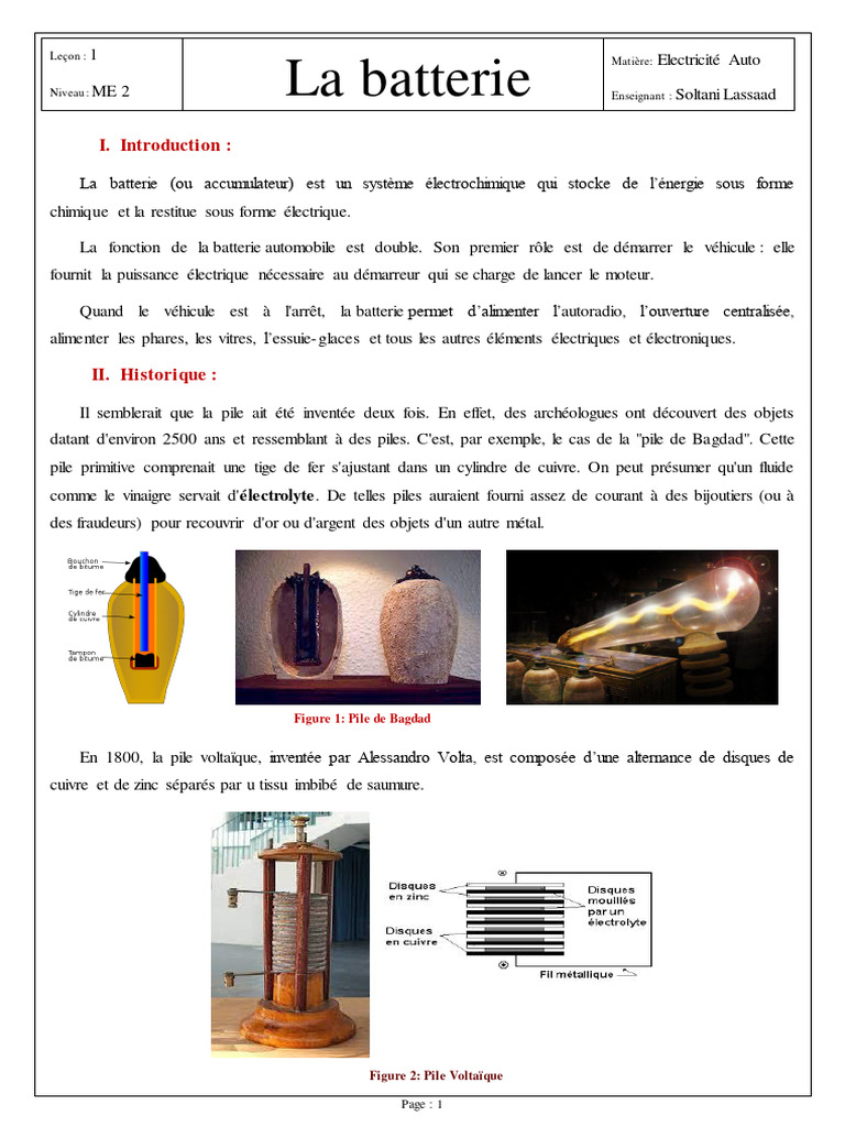 Fonctionnement et Rôle de la Batterie | PDF