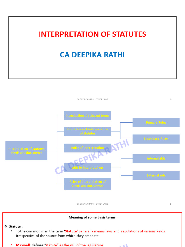 Interpretation of Statutes | PDF
