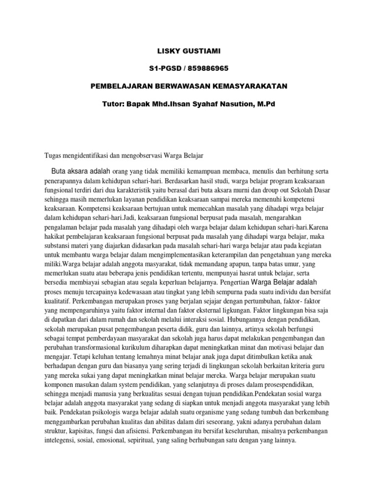 Pembelajaran Keaksaraan Fungsional | PDF