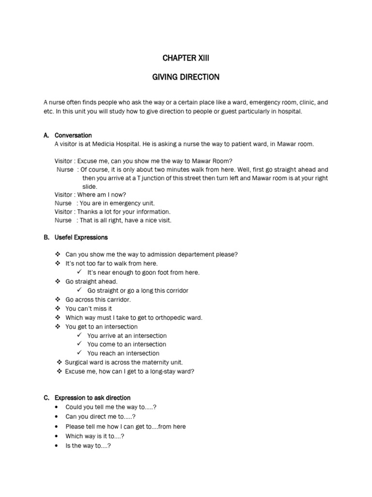Chapter Xiii. Giving Direction | PDF | Nursing | Health Care