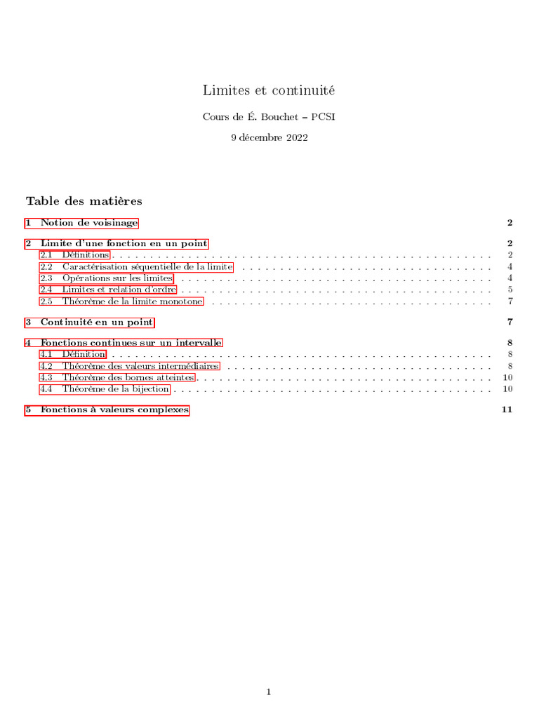 Cours Limites Et Continuite PDF Limite (mathématiques) Fonction — free download