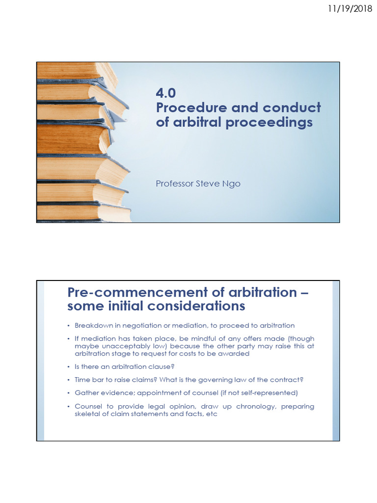 Arbitration Procedure and Conduct Guide | PDF | Arbitration | Arbitral ...