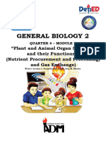 Grade 12 - General Biology2 - Q4 - Module - 2 - Nutrient Procurement Processing Gas Exchange. For Printing