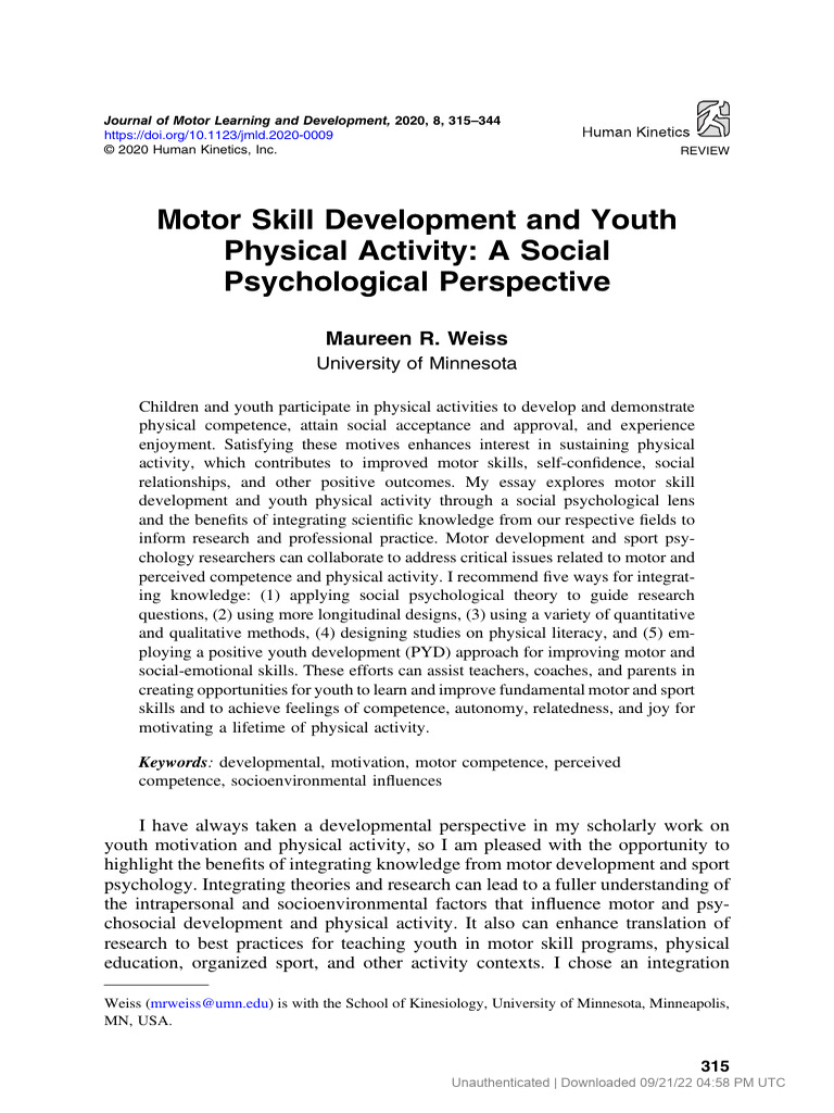 (23253215 Journal of Motor Learning and Development) Motor Skill Development and Youth