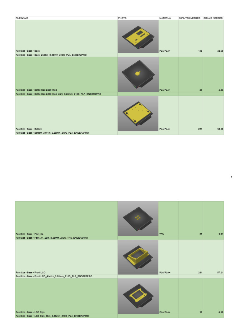Recreator3D Fun Size Printed Parts List | PDF | Equipment | Computer ...