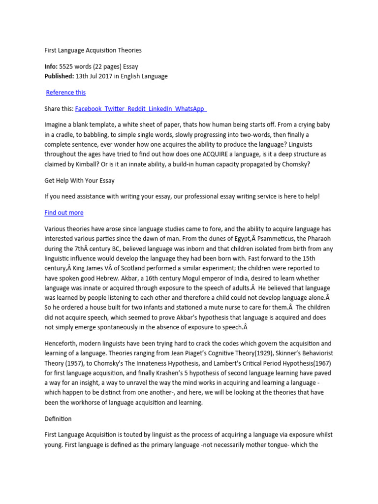 First Language Acquisition Theories