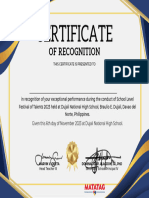 Blue and White Modern Recognition Certificate