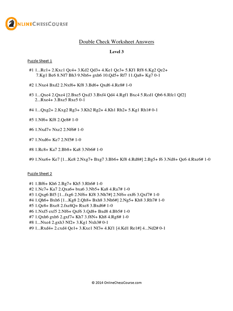 Chess Mate in 4 Puzzles Answers | PDF | Teaching Methods & Materials