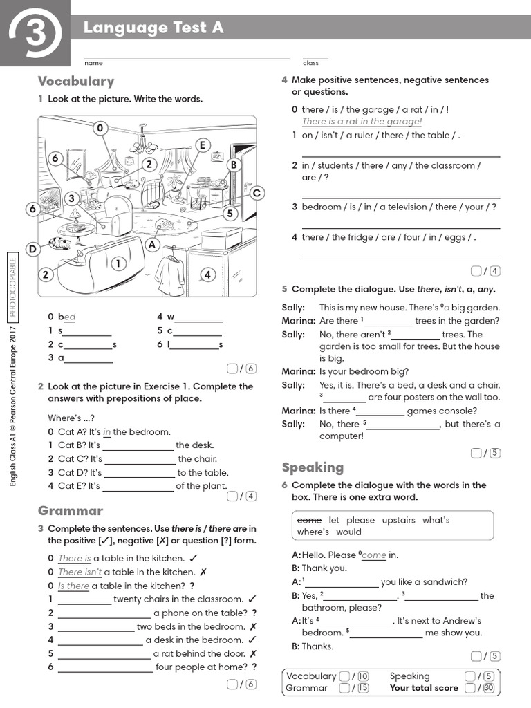 Language Test A Klasa 5 ECA1 - Tests - Language Test 3A | PDF | Languages | Foreign Language