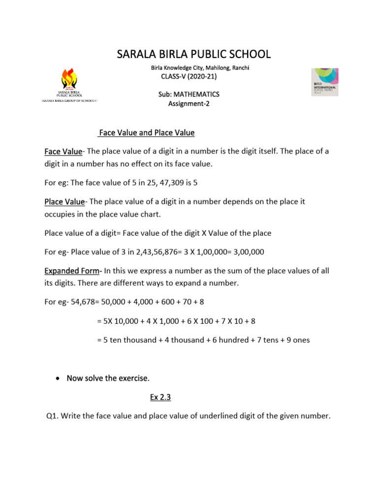 Class 5 Math Assignment | PDF