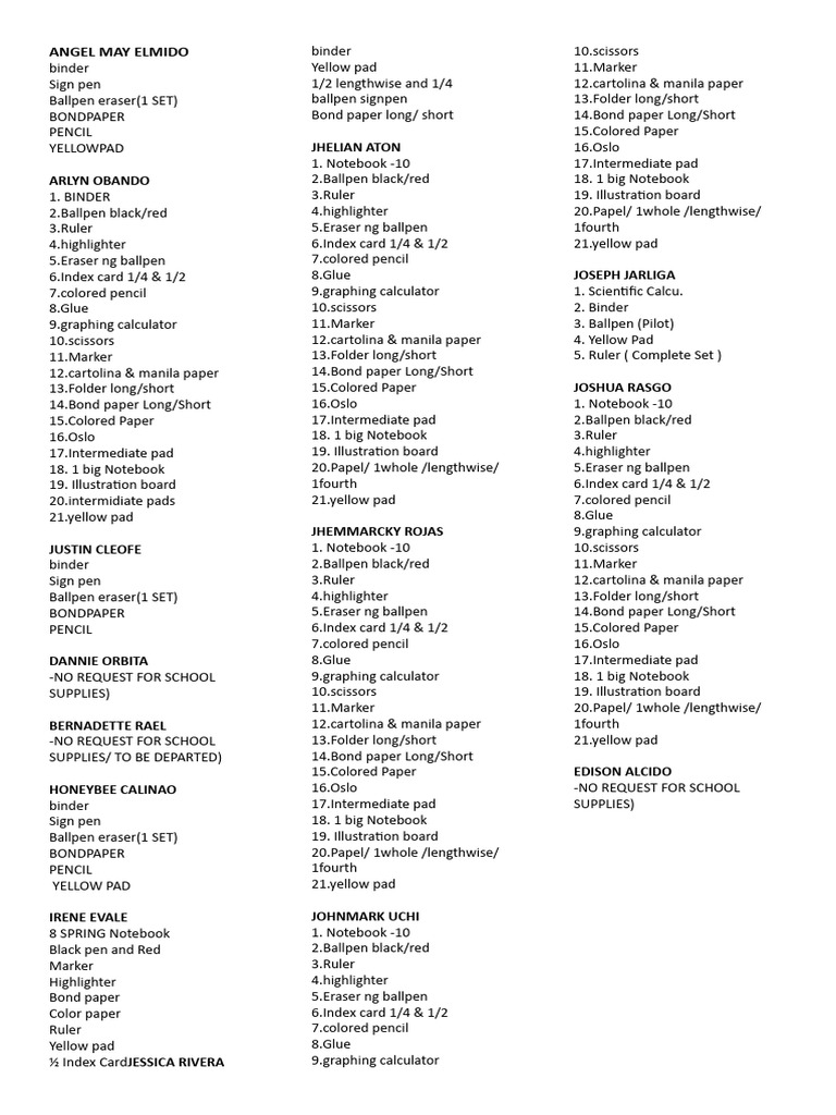 PLCDC 20232024 School Supplies Request PDF