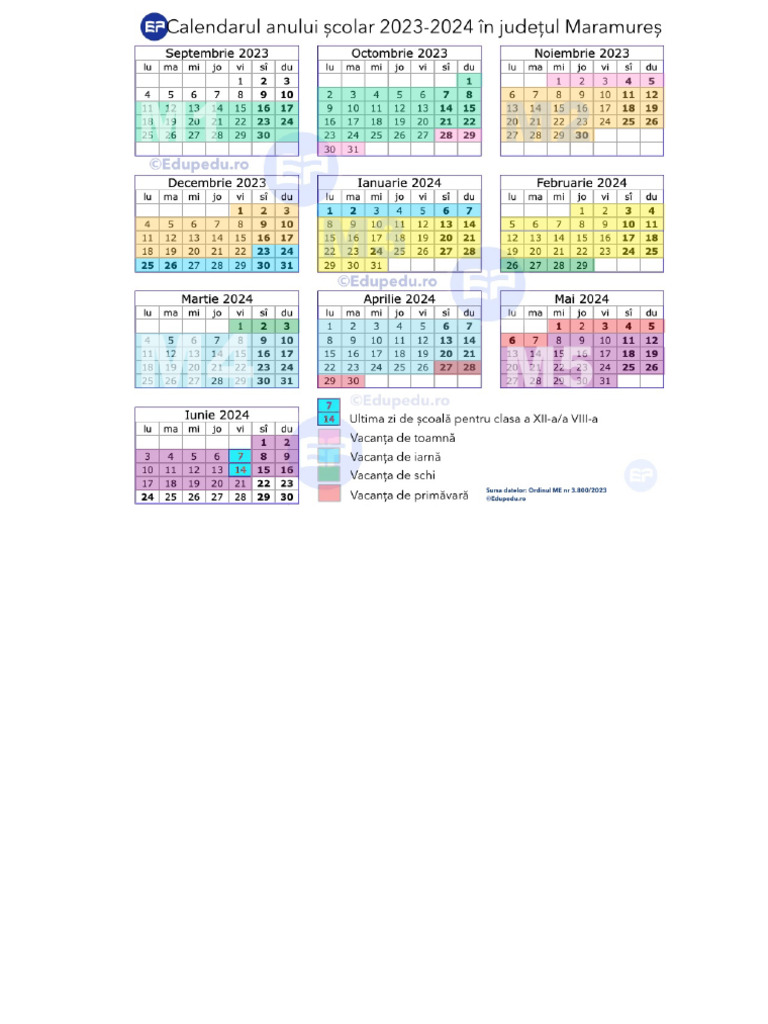 Calendar An Scolar 2023 2025 Maramures PDF