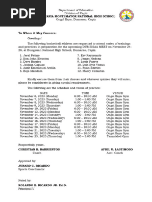 Permit for Basketball Practice