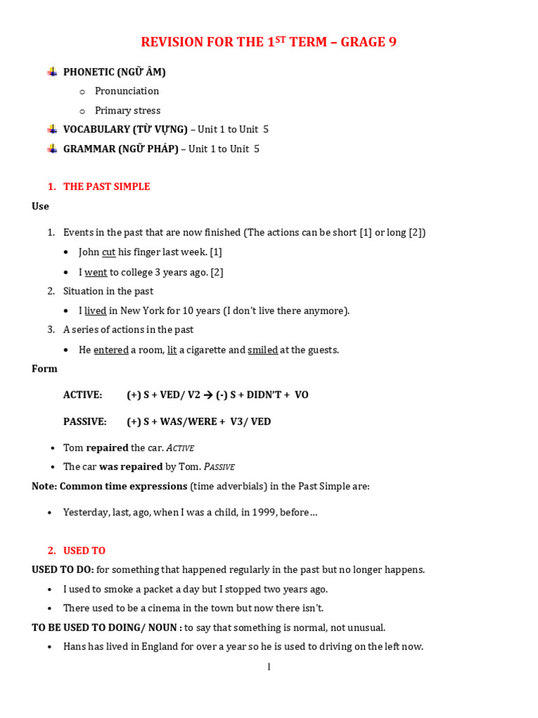 Grammar Guide for 9th Grade English | PDF | English Language | Grammar