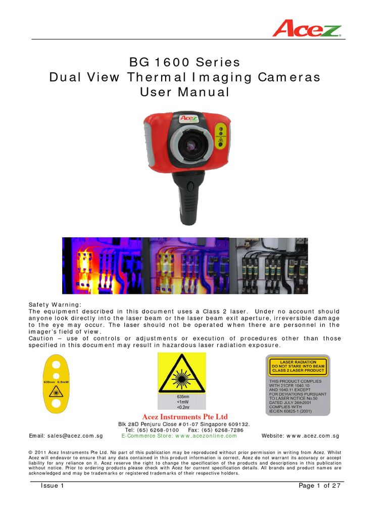 BG 1600 Series Camera User Manual | PDF | Menu (Computing) | Thermography