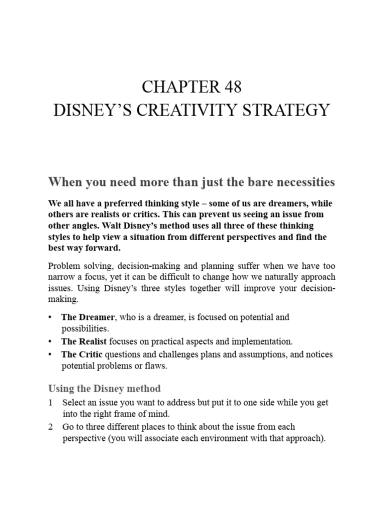 Disney's Creativity Strategy Explained | PDF