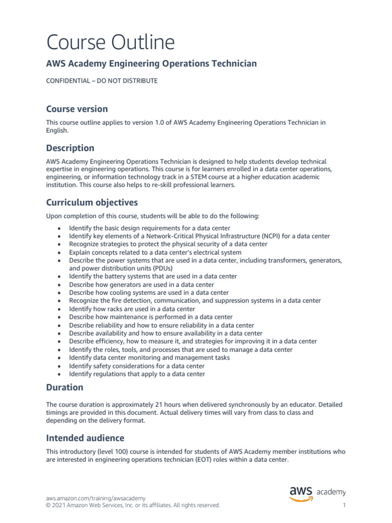 AWS Academy Engineering Operations Course | PDF