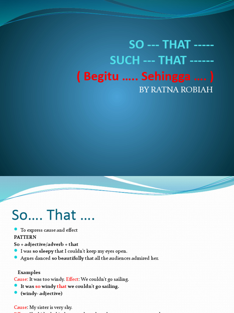 So - That - Such - That | PDF | Adjective | Syntax