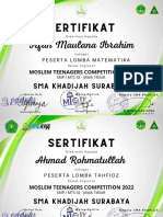 Sertifikat MTC Award 2022