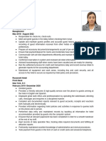 Mary Front Desk Reception CV