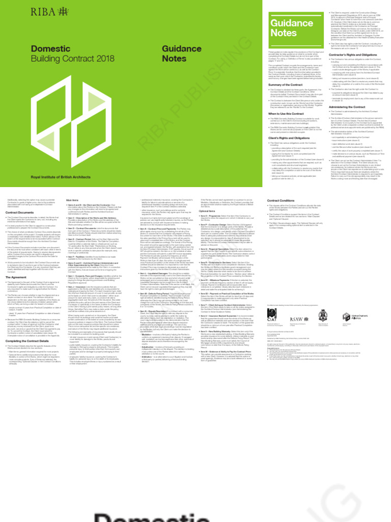 Domestic Building Contract 2018 Specimen PDF Insurance Architect