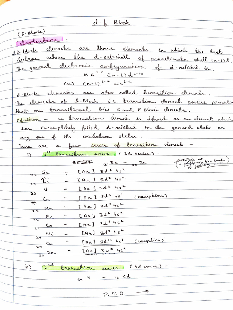 D f block notes pdf