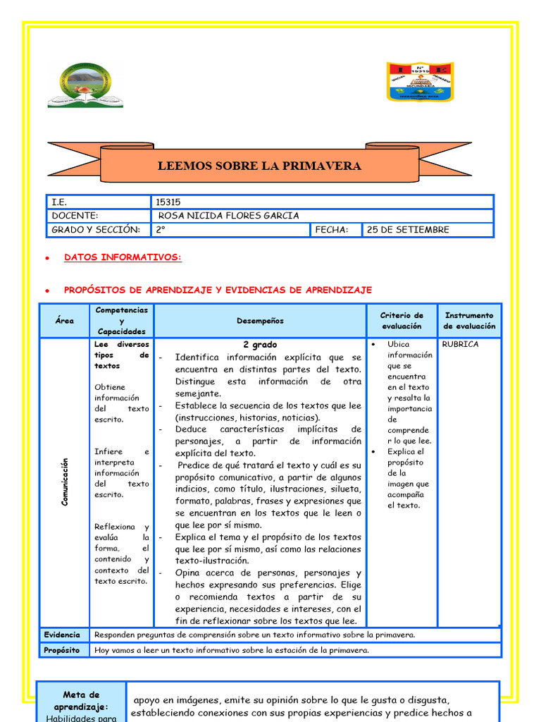 Lectura sobre la Primavera para 2° grado | PDF