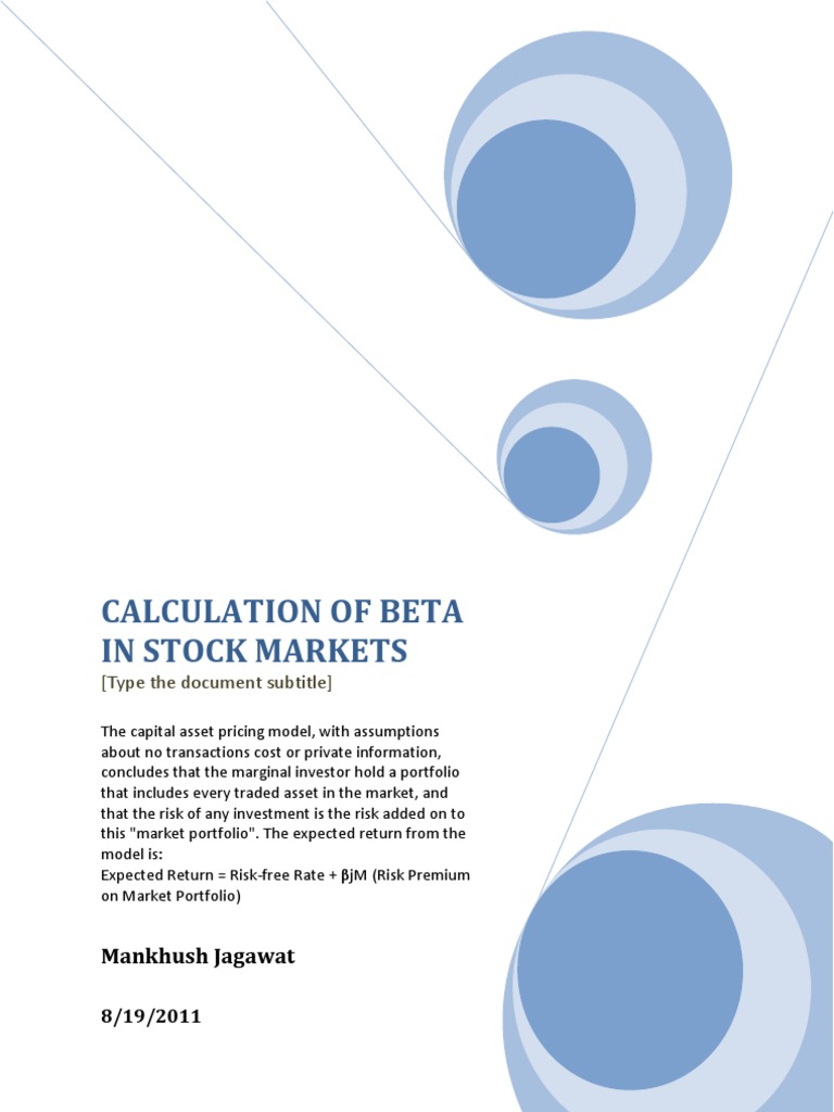 Beta Calculation in Stock Markets | PDF | Beta (Finance) | Capital ...
