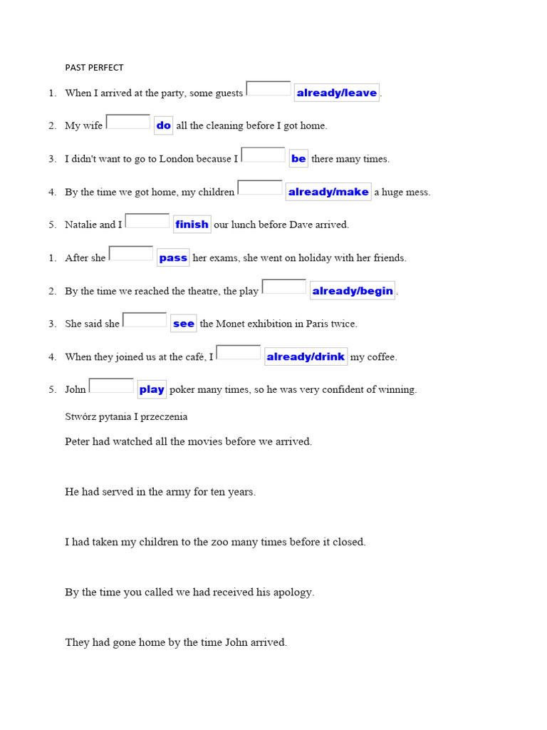Past perfect pdf language arts discipline