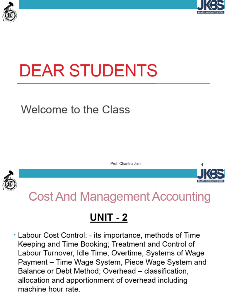 Cost Accounting Unit 2 PDF Piece Work Labour Economics