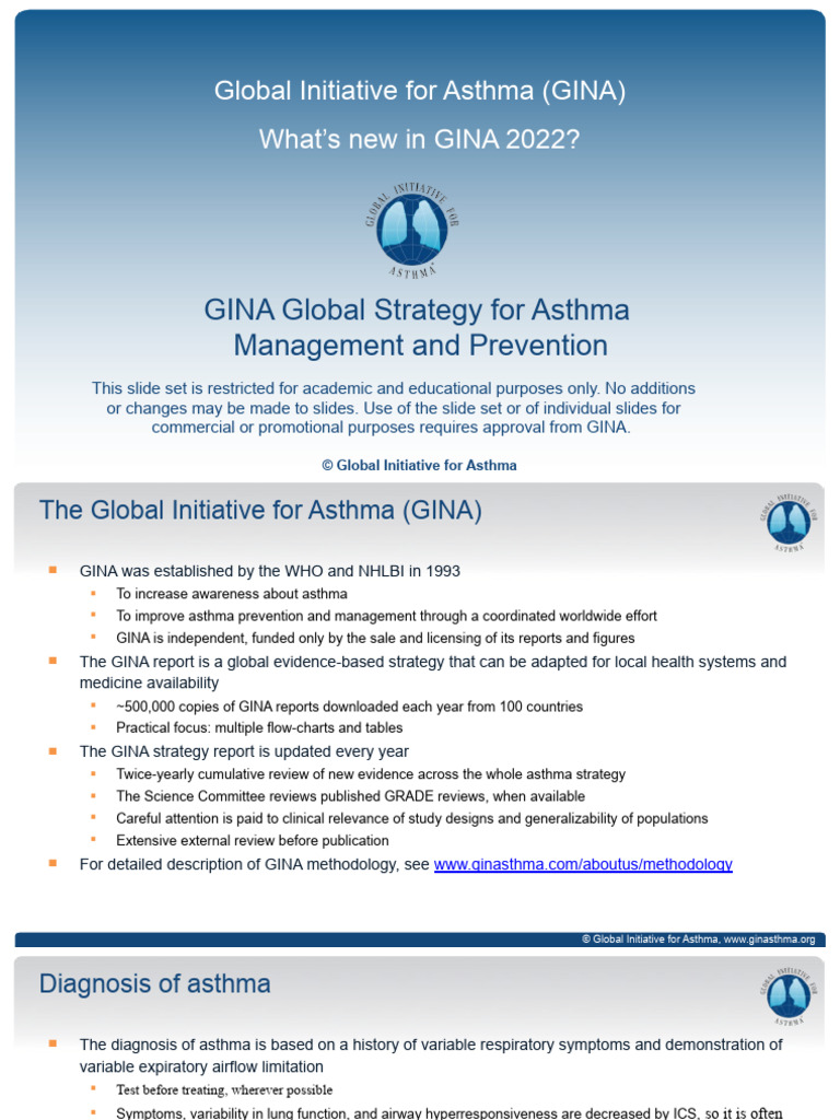 GINA 2022 Whats New Slides PDF Asthma Medical Diagnosis