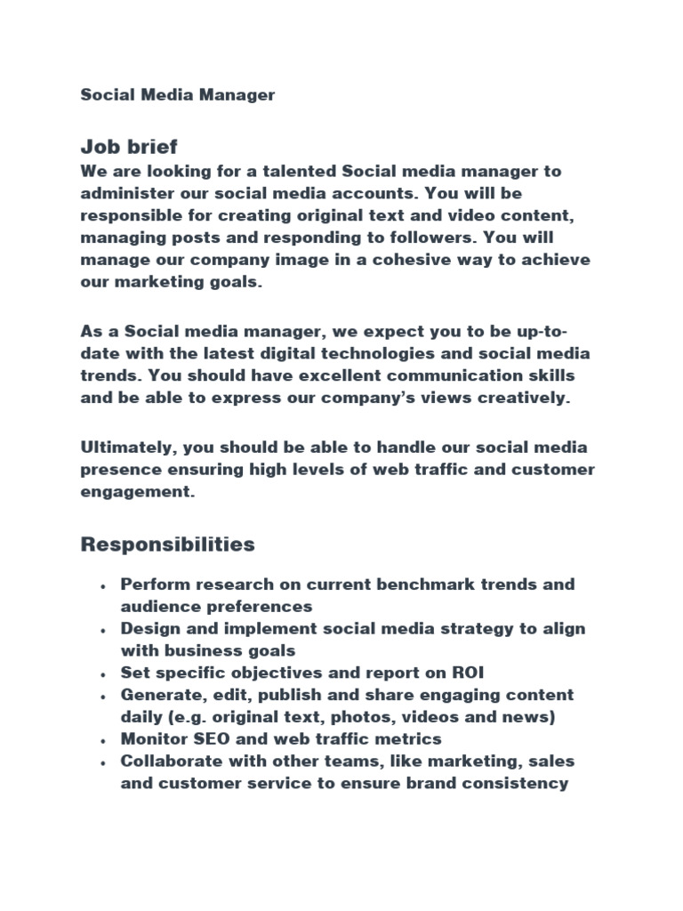 Social Media Manager PDF