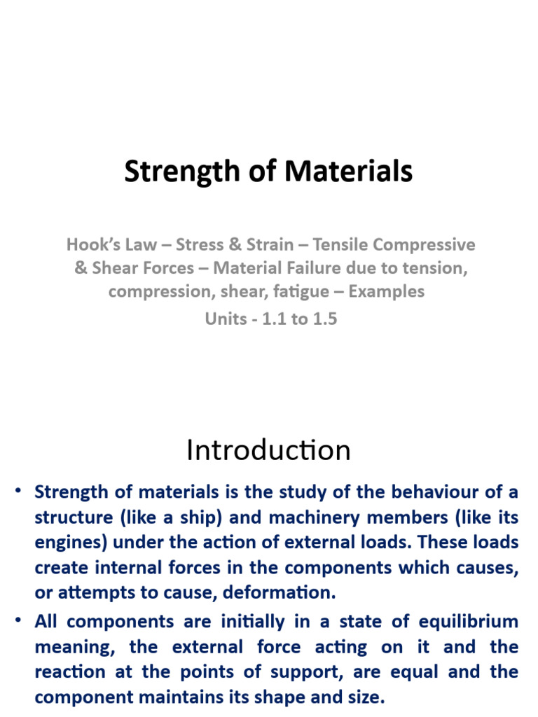 Unit 1 Strength of Materials PDF Fracture Deformation (Engineering)
