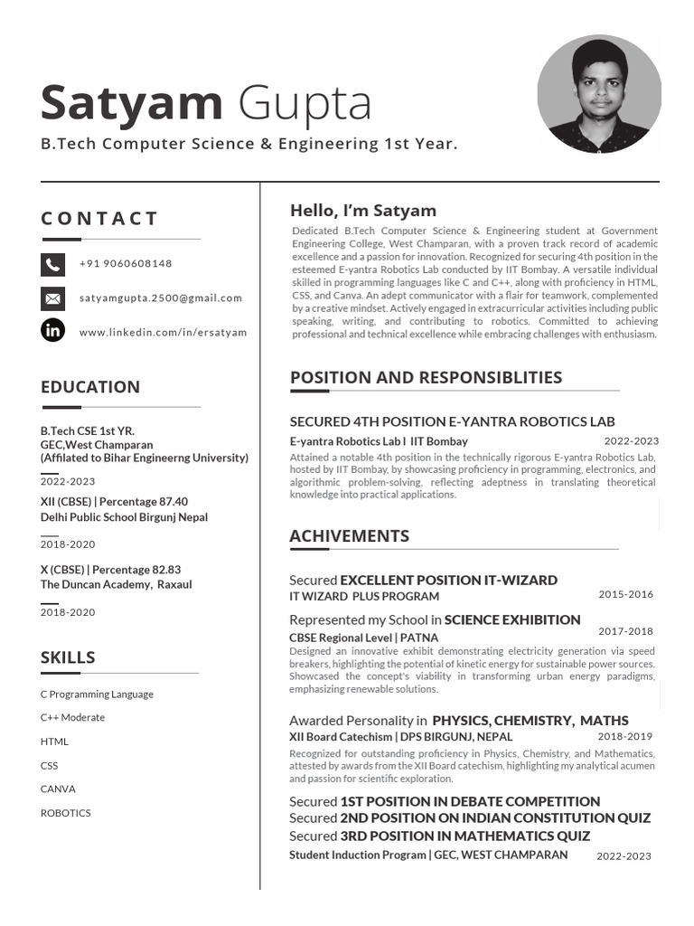 Satyam Resume | PDF | Science | Engineering
