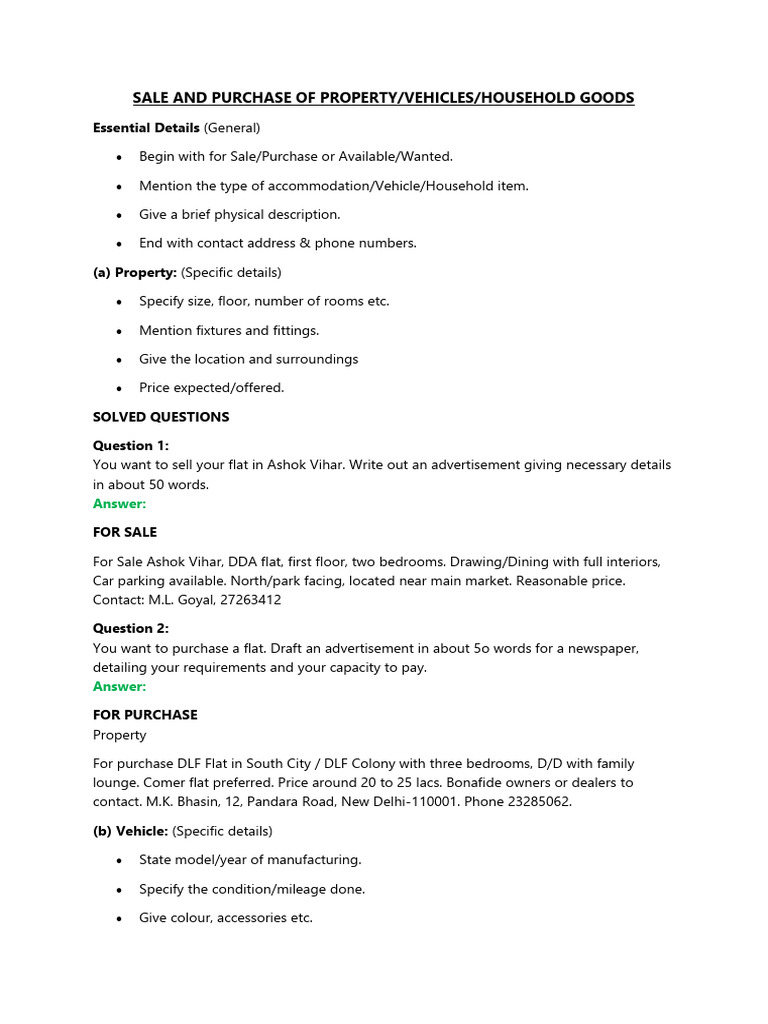 Classified Advertisements - Solved Examples | PDF