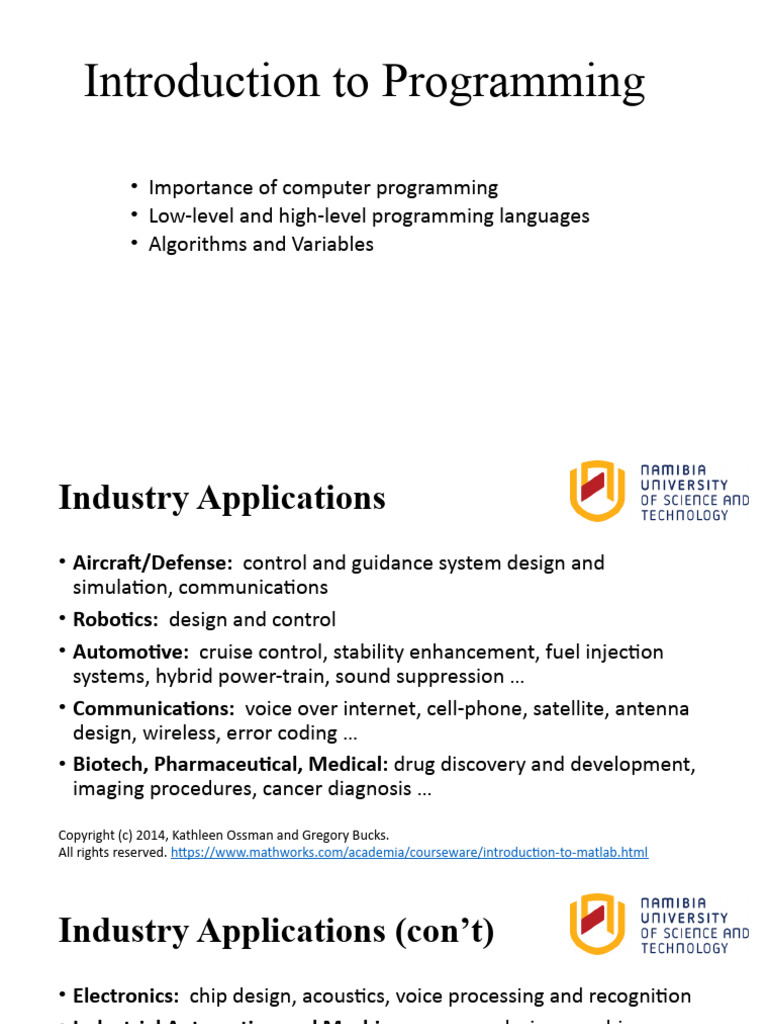 Lecture 1 - Introduction to Programming | PDF