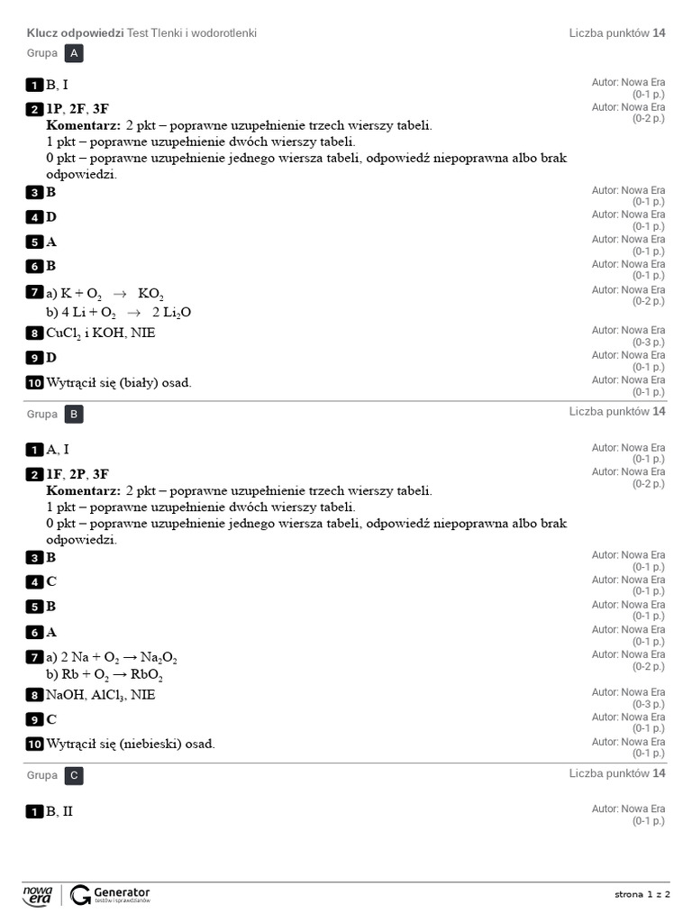 Przeczytaj Zadanie Sprawdz Obie Podane Odpowiedzi Z Warunkami Zadania Klucz - Odpowiedzi Tlenki I Wodorotlenki | PDF