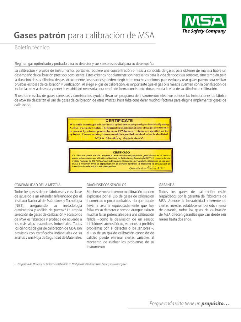 Gases patr n para calibraci n de msa bolet n t cnico pdf