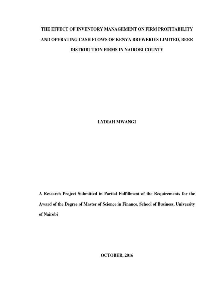 The Effect of Inventory Management On Firm Profitability and Operating ...