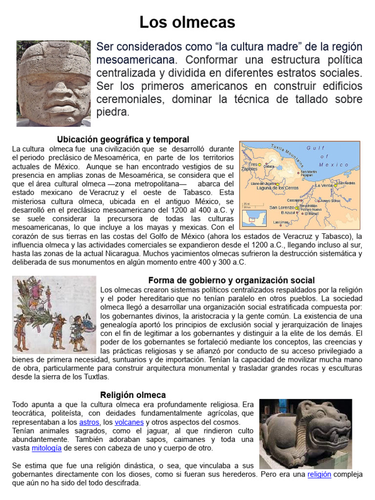 Cultura Olmeca: Orgenes y Caractersticas | PDF | Mesoamrica