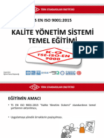TS EN ISO 9001 2015 Kalite Yönetim Sistemleri - Şartlar - Temel Eğitim