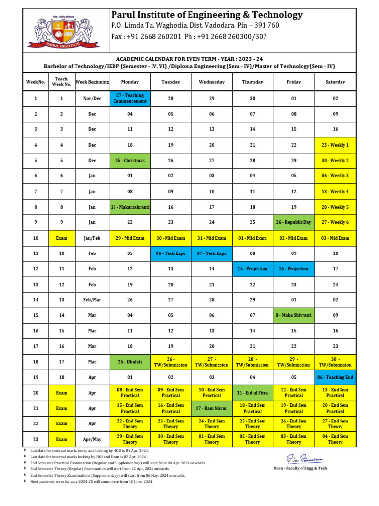 Academic Calendar 2023-24 - Even 4 & 6 | PDF | Academic Term | Public  Services