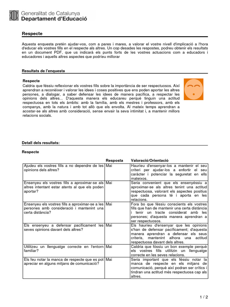 Orientacions Respecte Per Famílies | PDF