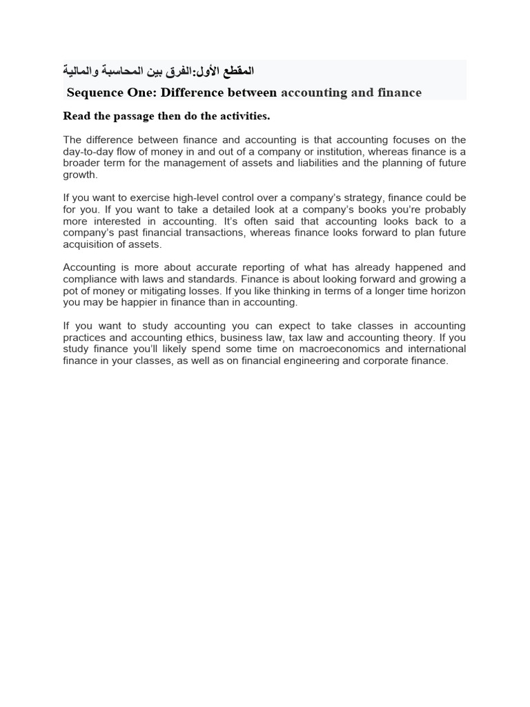 Difference Between Accounting and Finance PDF