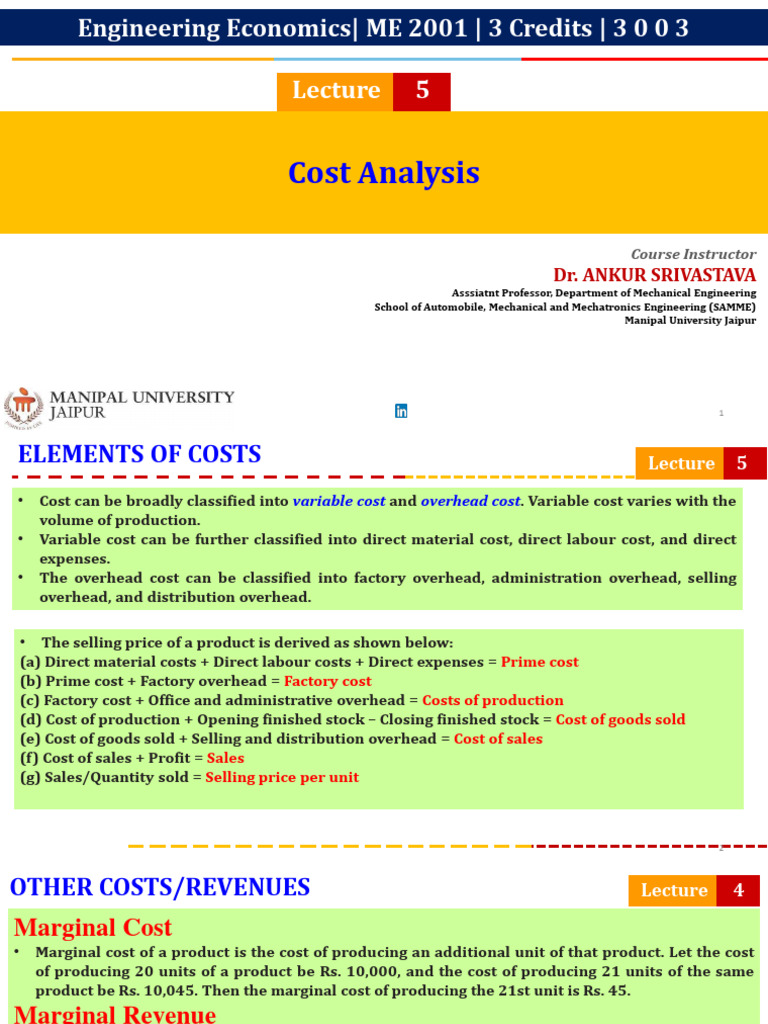 Cost Analysis PDF Management Accounting Economics